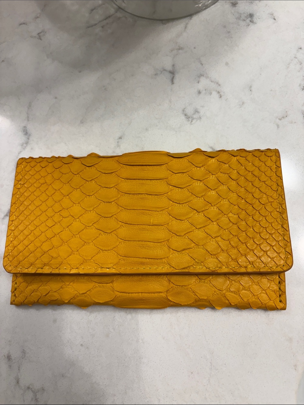 Beautiful Satchel Yellow Python Snap Wallet